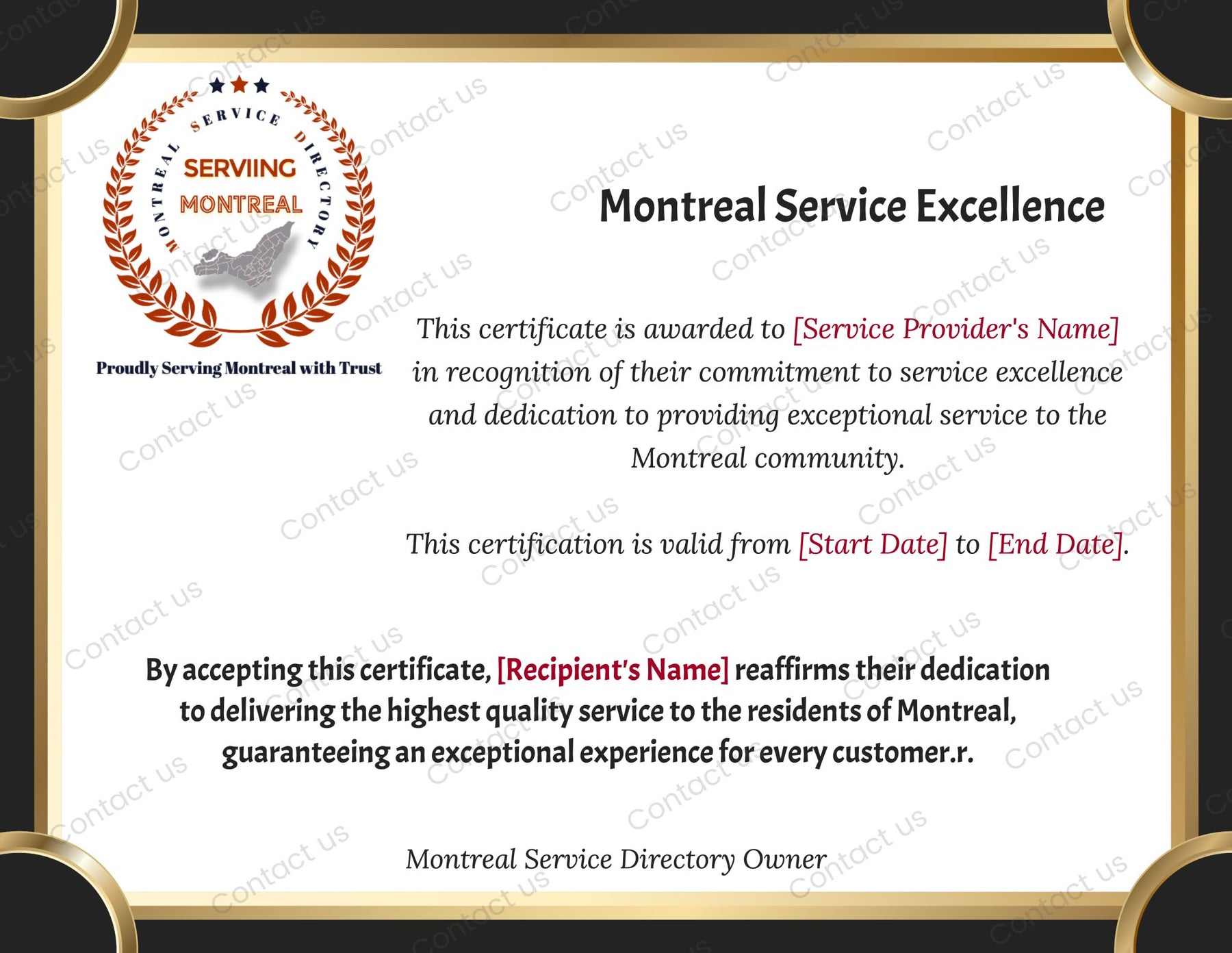 🏆 Become Certified for Excellence in Service with Montreal Service Directory! 🏆 - FORHERA DESIGN