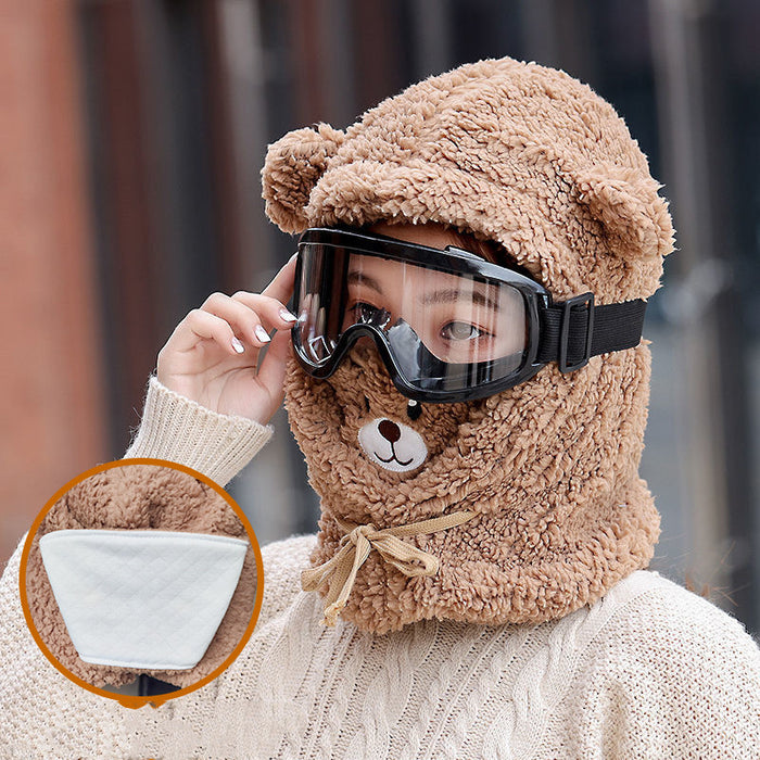 All-match thickened plush scarf with mask in winter