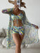3pcs Pring Bikini With Long Sleeve Cardigan Fashion Summer Beach Swimsuit Women