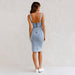 New U-neck Suspender Denim Dress Summer Casual Tight Slim Fit Dresses With Slit Design Womens Clothing