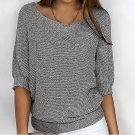 Solid Color Round Neck Sweater Women's