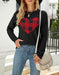 Women's Loose Sweater Round Neck Fashion Pullover Plaid Love Sweater Women