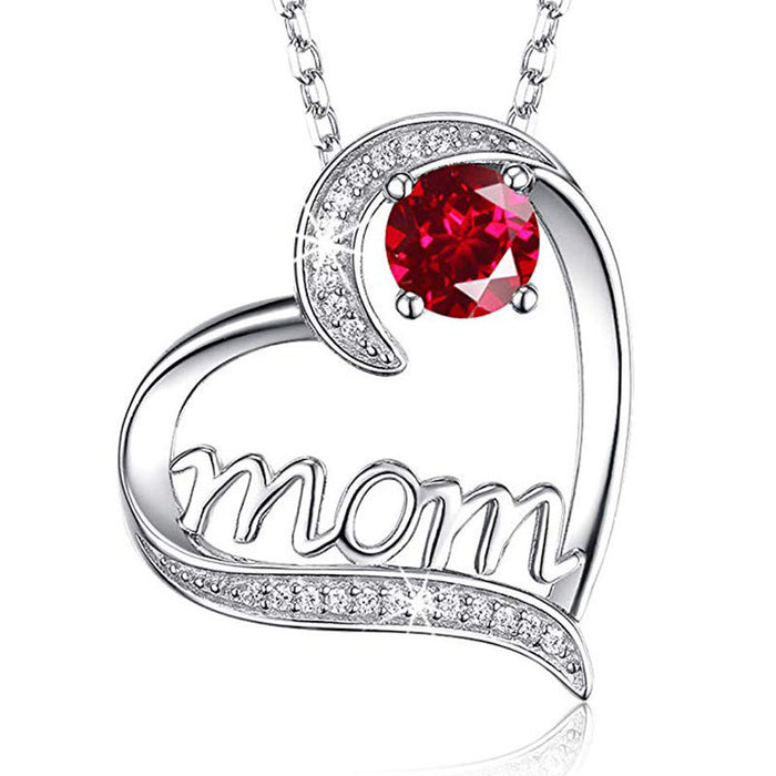 MOM Heart Claw Necklace with Zircon