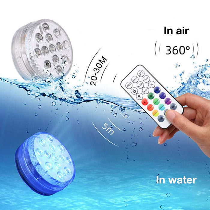 13 Led Submersible Light for Swimming Pool Garden Fountain Bathroom IP68 Waterproof Underwater Lamp with Suction Cup RF Remote