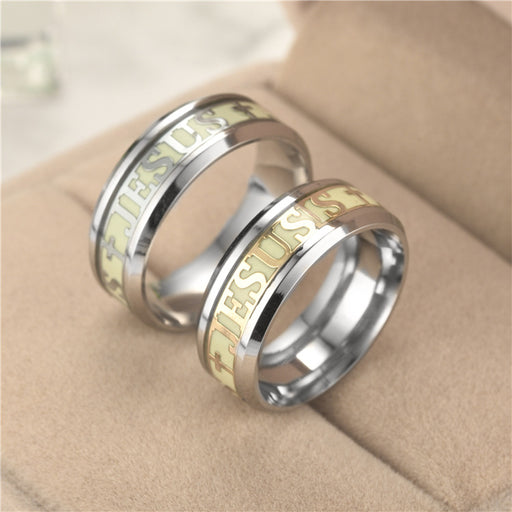 New European and American fashion luminous Christians Jesus ring personality original fluorescent jewelry source manufacturers wholesale