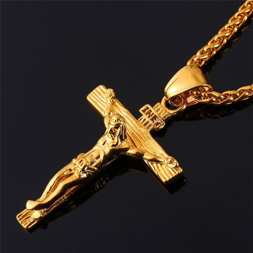 Men's Chain Christian Jewelry Gift Vintage Cross INRI Crucifix Pendant And Necklace