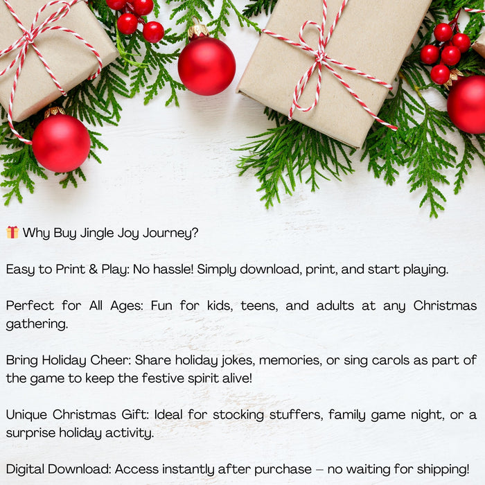 Jingle Joy Journey | Juego de cartas navideñas para familiares y amigos | Descarga digital