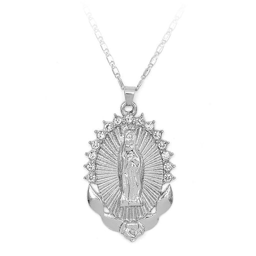 Holy Virgin Mary Pendant Necklace Religion Dainty Golden Christian Cubic Zircon Necklace Women Collier Femme Christian Jewelry
