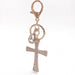 Hot Sale Christian Water Drop Diamond Cross Keychain Metal Pendant Female Bag Accessories