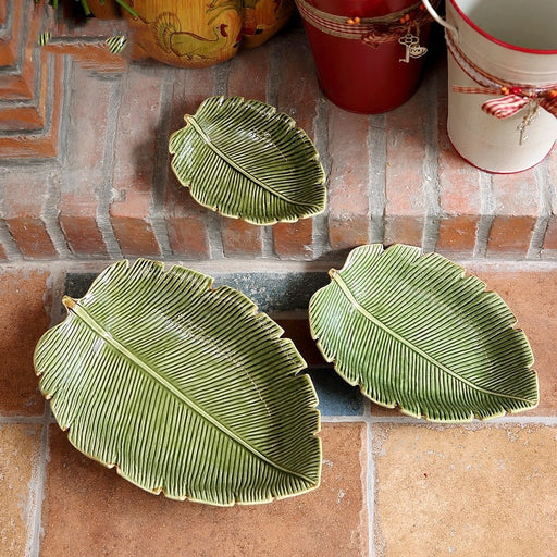 Green Leaf Horizontal Pattern Ceramic Dish Plate Melon Seed Dish Home Accessories Leaf
