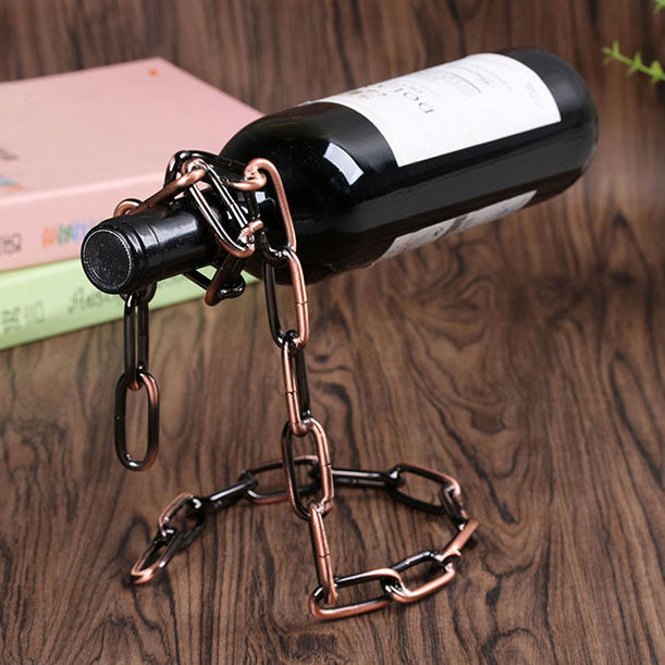 Suspended Wrought Iron Chain Red Wine Shelf Wine Bottle Decoration European Style