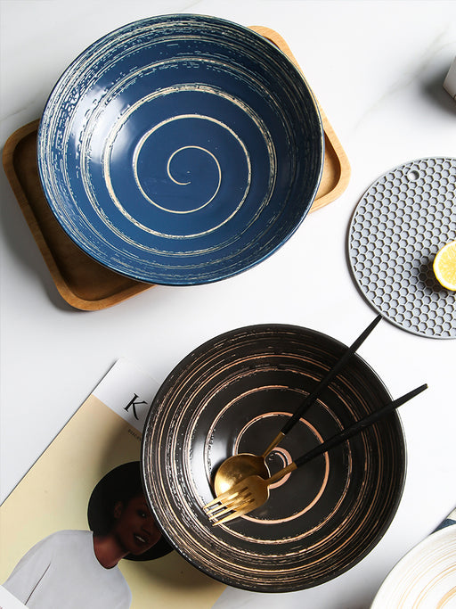 Japanese-Style Creative Ceramic Home Restaurant With Retro Ribbed Ramen