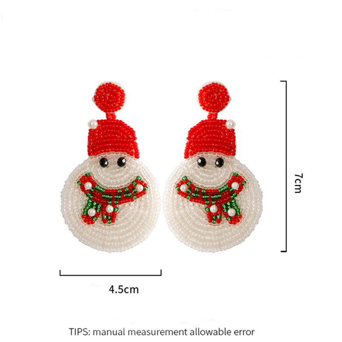 Christmas Snowman Beads Earrings For Women Girls Ins Style Happy New Year Xmas Festival Jewelry Gifts
