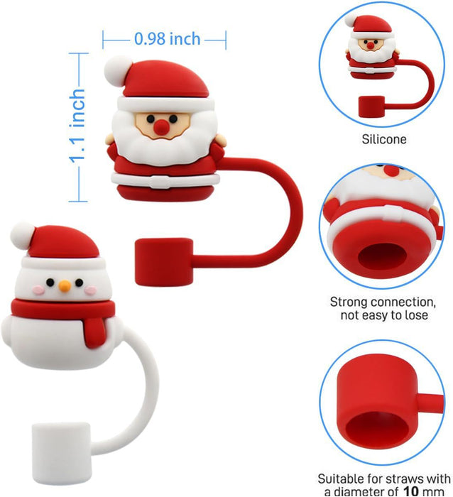 2, 4 or 6 Straw Cover Rubber, silicon, rubber, Accessories Christmas Gift Straw Dust Plug