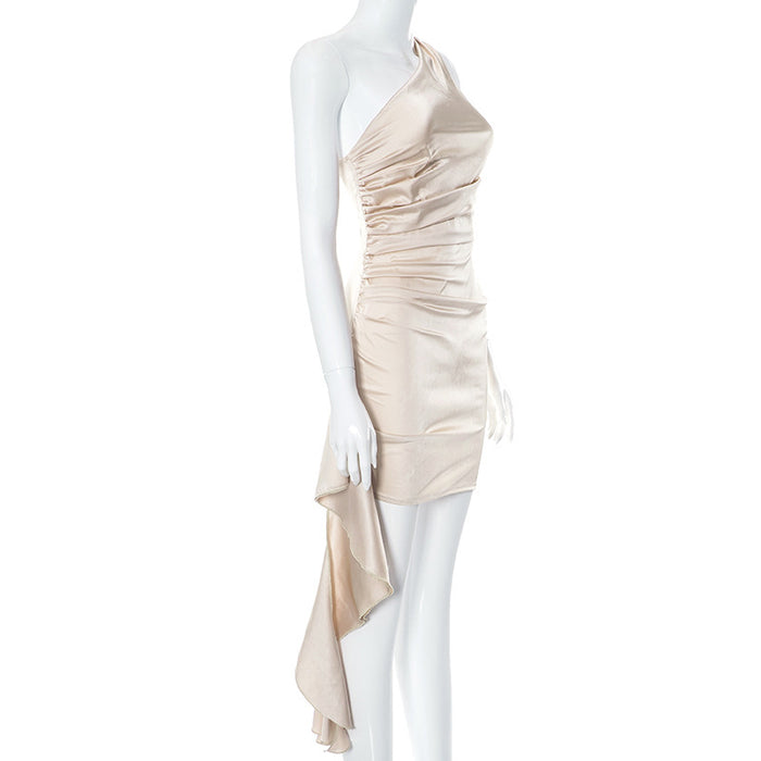 Mini robe asymétrique sans manches, asymétrique, Slim, dos nu, jupe, robes de mariée, vêtements pour femmes