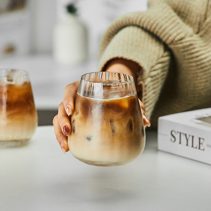Vertical Stripe Crystal Glass Latte Iced Coffee Cup