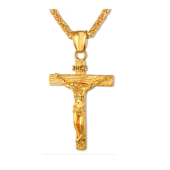 Men's Chain Christian Jewelry Gift Vintage Cross INRI Crucifix Pendant And Necklace