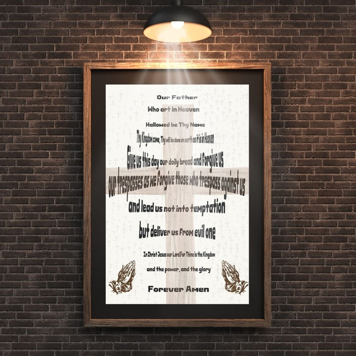 Christian Wall Art | Our Father Prayer in Cross Shape | High-Resolution Digital Download | Lord’s Prayer Scripture Decor | Printable Art