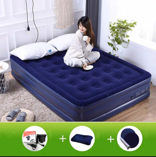 Double Layer Flocking Air Mattress Home Outdoor Portable