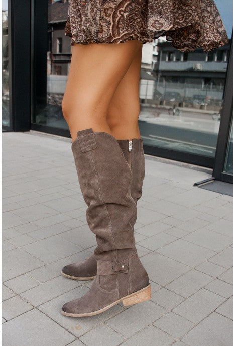 Zipper Suede Women's High Boots