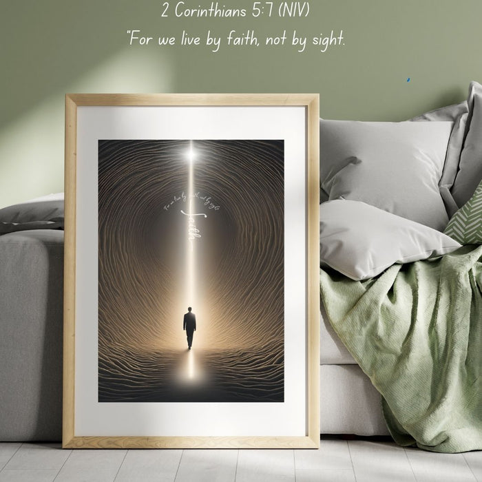 2 Corinthians 5:7 Wall Art | For We Live by Faith Not by Sight | Christian Inspirational Scripture Print | Motivational Faith-Based Decor