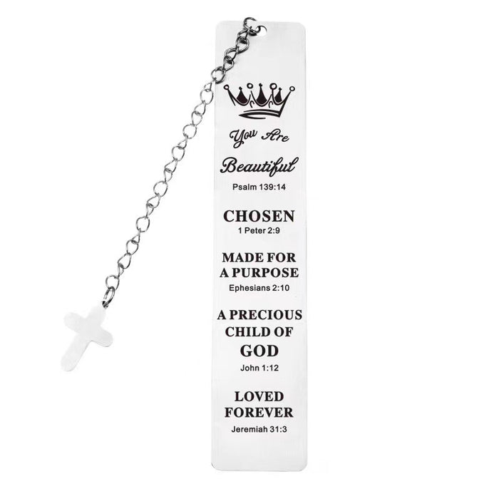 Religion Cross Bible Verse Stainless Steel Pendant Inspirational Bookmark Teachers Day Gifts