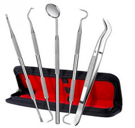 5pc Dental Tool Set Stainless Steel Tooth Scraper Wax Carving Dentist Tool Kit Explorer Probe Picks Mirror Teeth Clean Oral Care
