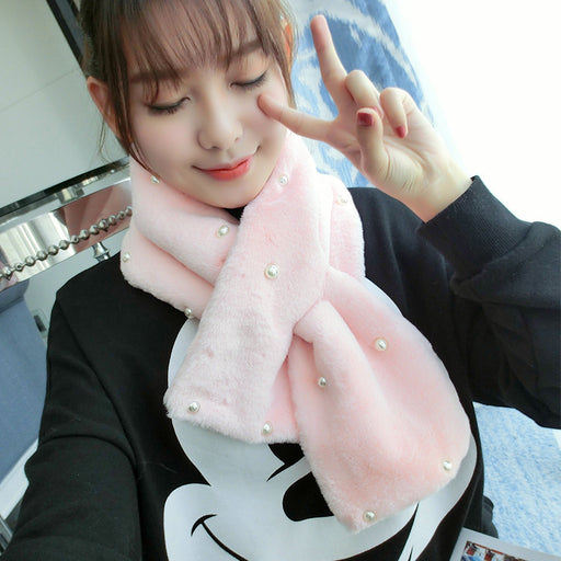 Thick And Warm Long Rex Rabbit Fur Solid Scarf In Winter
