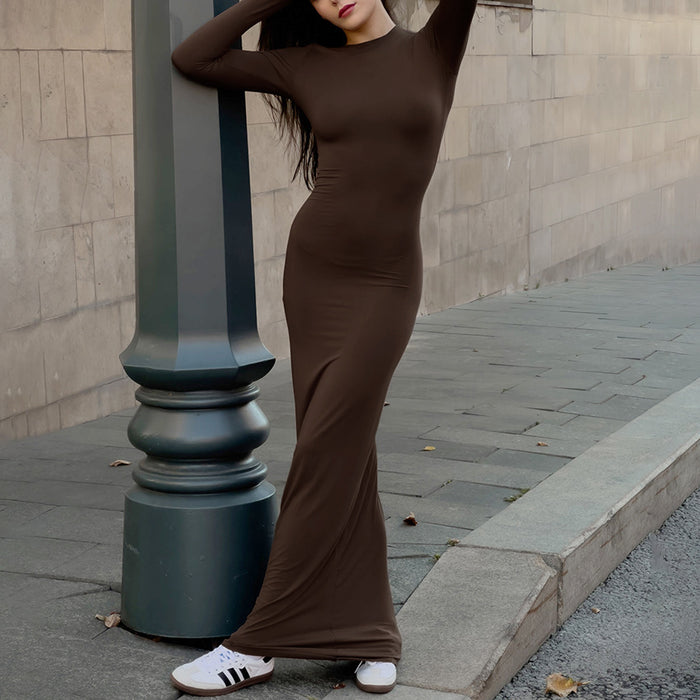 Hip Wrapped Slimming Commuting Long Dress For Women