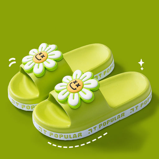 Summer Flower Slippers Women New Fashion Letter Garden Shoes Indoor Anti-Slip Floor Bathroom Bathing Home Slipper