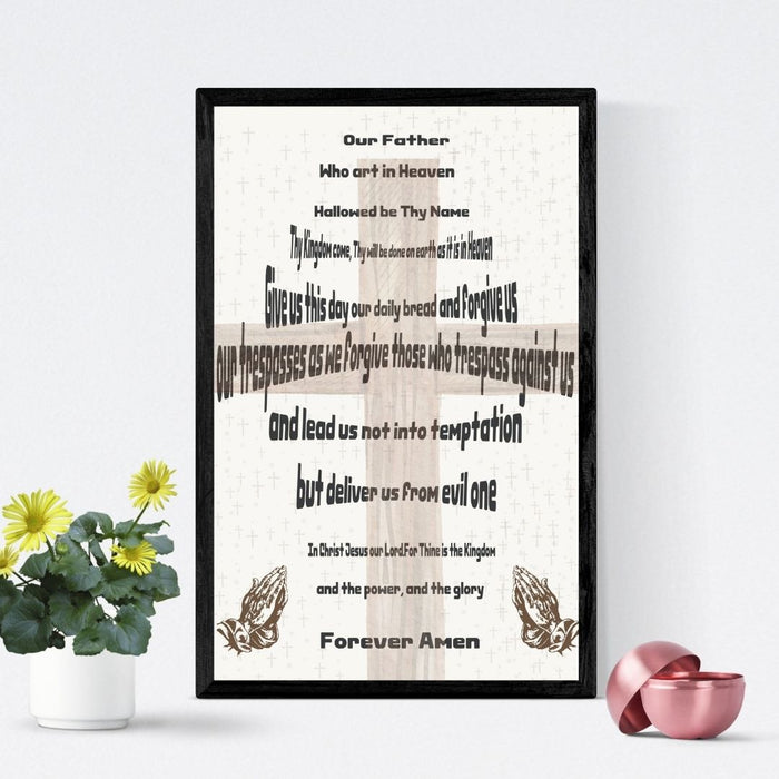 Christian Wall Art | Our Father Prayer in Cross Shape | High-Resolution Digital Download | Lord’s Prayer Scripture Decor | Printable Art