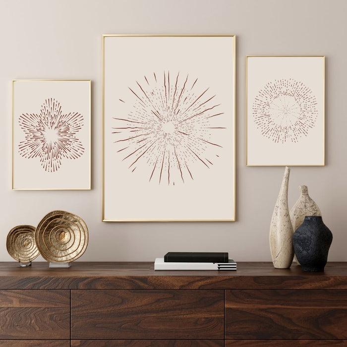 Boho-Decor, arte imprimible en beige, elegante juego de 3 piezas de arte de pared con círculos descoloridos en beige, decoración abstracta moderna para interiores de hogar elegantes