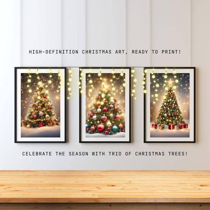 3 Christmas Trees Wall Art | Festive Holiday Printable Decor | Cozy Christmas Tree Print | Christmas Digital Download | Holiday Home Art