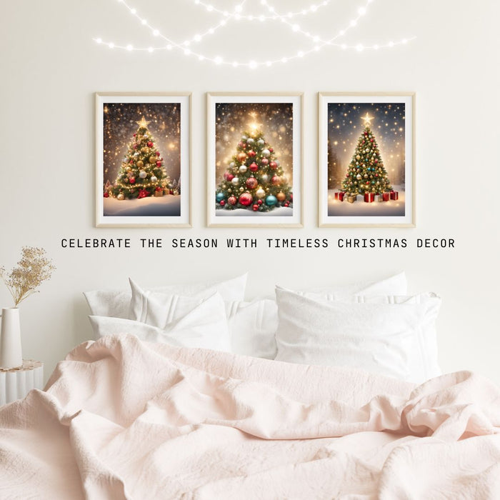 3 Christmas Trees Wall Art | Festive Holiday Printable Decor | Cozy Christmas Tree Print | Christmas Digital Download | Holiday Home Art