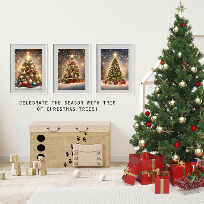 3 Christmas Trees Wall Art | Festive Holiday Printable Decor | Cozy Christmas Tree Print | Christmas Digital Download | Holiday Home Art