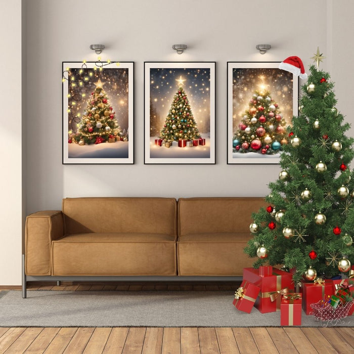 3 Christmas Trees Wall Art | Festive Holiday Printable Decor | Cozy Christmas Tree Print | Christmas Digital Download | Holiday Home Art