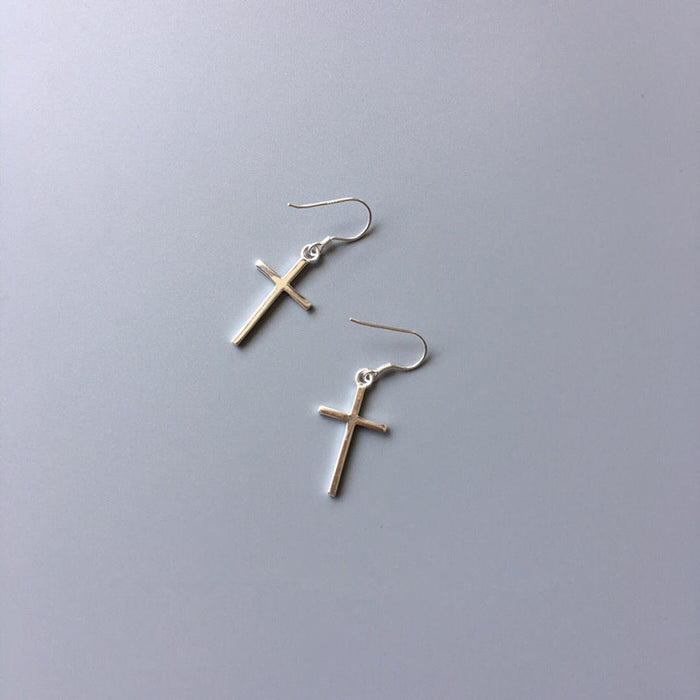 Europe and the United States new earrings simple Christian cross earrings alloy cross show ear hook
