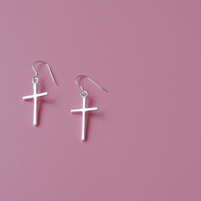 Europe and the United States new earrings simple Christian cross earrings alloy cross show ear hook