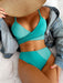 Bikini Patchwork Swimwear Ribbed Women's Swimsuit Knot Back Beachwear Ruched Butt Biquinis Bathing Suits