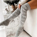 Winter Christmas Warm Knitted Women Stocking Beautiful Elk Snowflake Jacquard Over-the-knee Casual Long Socks For Ladies Gifts Free Size