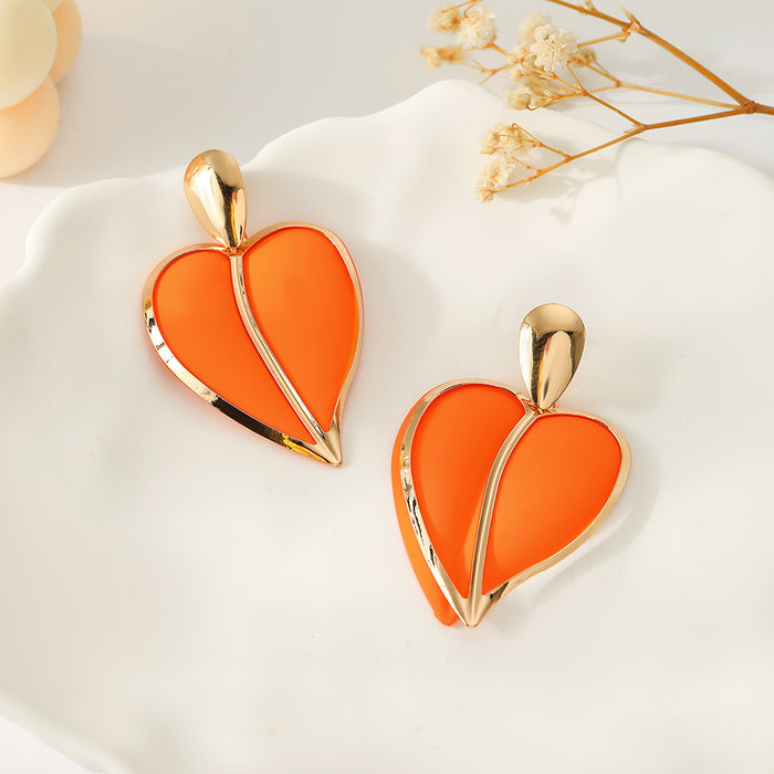Trendy Wild Design Color Spray Paint Heart Water Drops Earrings