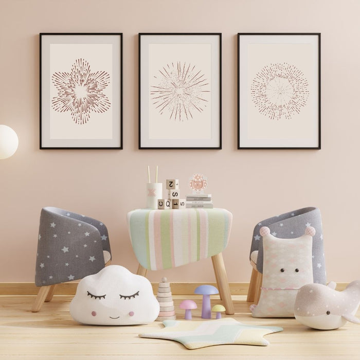 Boho-Decor, arte imprimible en beige, elegante juego de 3 piezas de arte de pared con círculos descoloridos en beige, decoración abstracta moderna para interiores de hogar elegantes