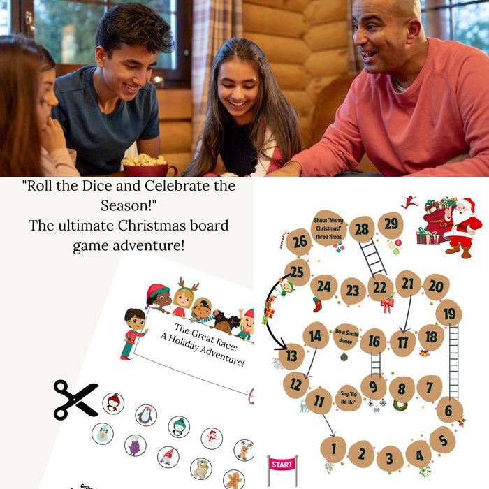 Printable Christmas Board Game | The Great Race | Fun Family Activity | Kids Holiday Game | Winter Classroom Activity