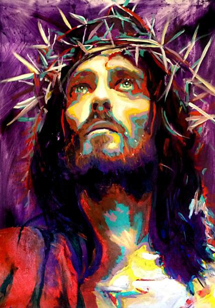 Abstract Portrait Art Of Jesus Canvas Painting On Wall