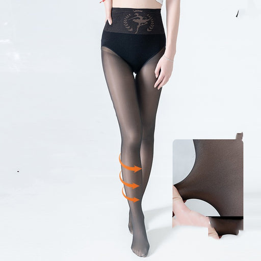 Black Silk Transparent Women's High Waist Belly Compression Leggings