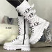 European And American Mid-calf Buckle Knight Boots Women