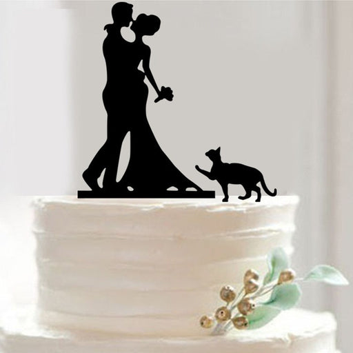 Acrylic Wedding Cake Topper Romantic Couple design with cute cat Wedding Cake Toppers Cake Top Decorating Decoration Mariage