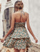 Summer Printed Halter Dress Fashion Backless Ruffled A-Line Beach Dresses For Womens Clothing