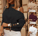 Polyester Fiber Fall Winter Fashion Oblique Shoulder Chain Fastener Decoration Long Sleeve Top