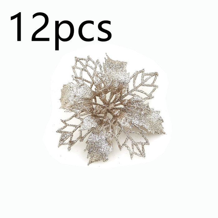 Glitter Artifical Christmas Flowers Christmas Tree Decorations For Home Fake Flowers Xmas Ornaments New Year Decor